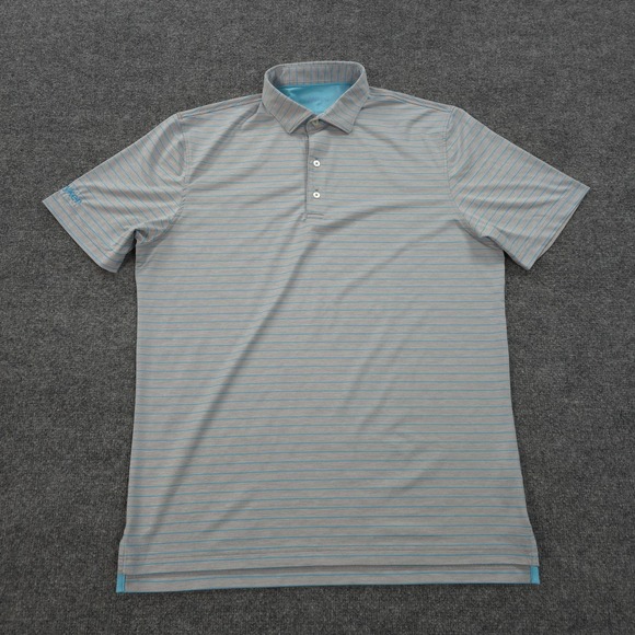 johnnie-O Other - Johnnie O Polo Shirt Mens Large Grey Striped Newton Performance‎ Golfing Prep